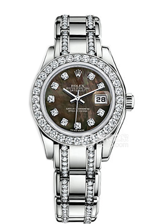Rolex PEARLMASTER 80299 Black Mother of Pearl with Diamonds