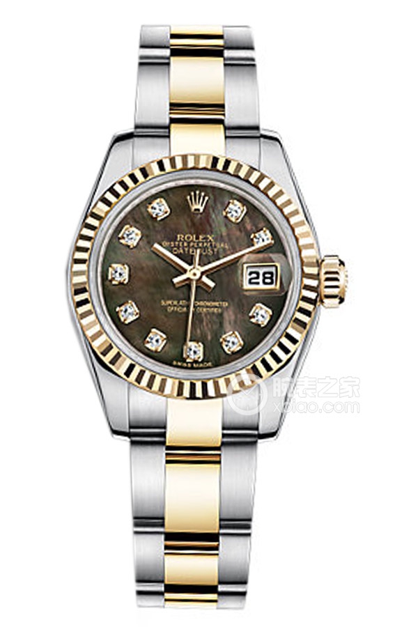 Rolex LADY-DATEJUST 179173 Black Mother of Pearl Dial with Oyster Bracelet