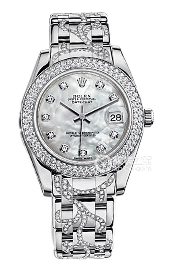 Rolex PEARLMASTER 81339 White Mother of Pearl Dial with Diamond Bracelet