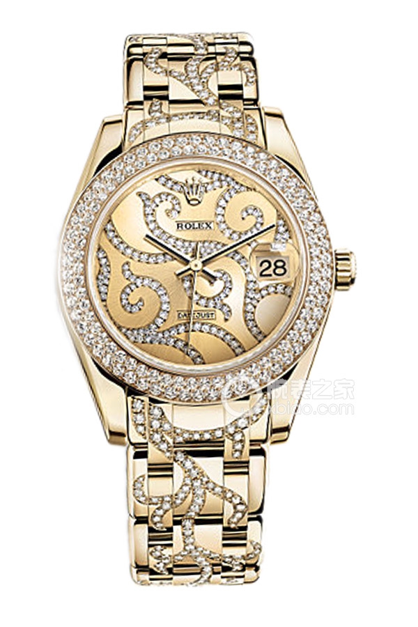 Rolex PEARLMASTER 81338 Champagne Vine Pattern Dial with Diamonds