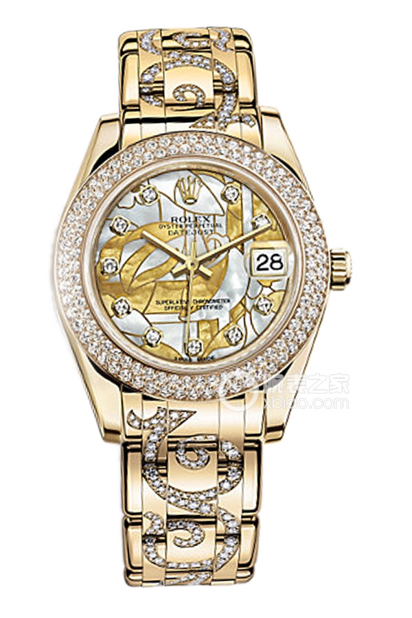 Rolex PEARLMASTER 81338 Enamel Mother of Pearl Iridescent Diamond Dial