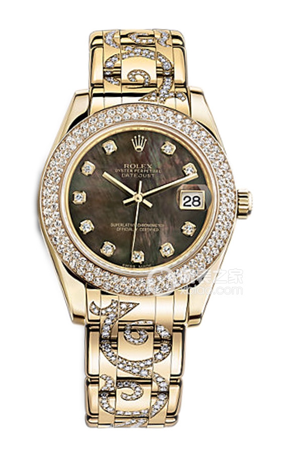 Rolex PEARLMASTER 81338 Black Mother of Pearl Pattern with Diamonds