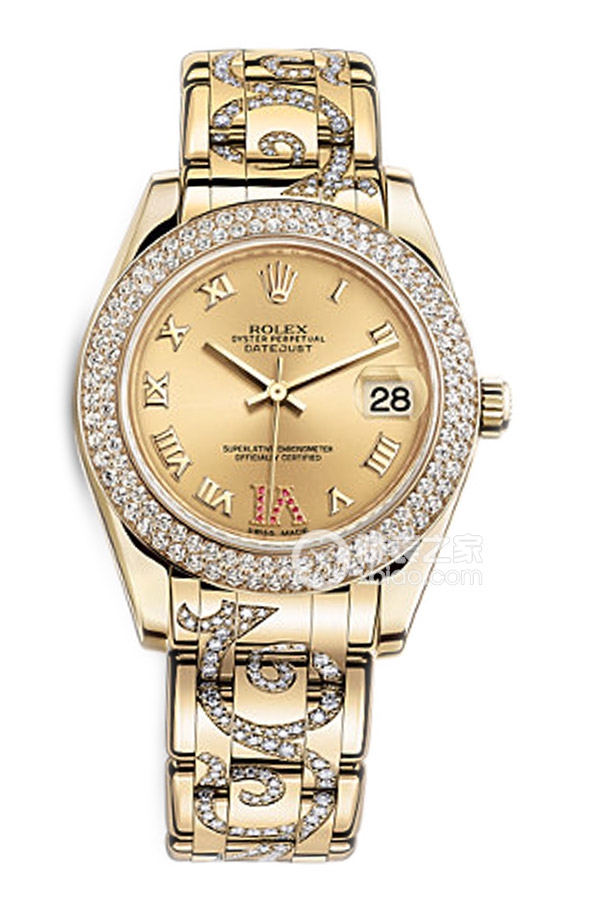 Rolex PEARLMASTER 81338 Gold Dial with Diamonds
