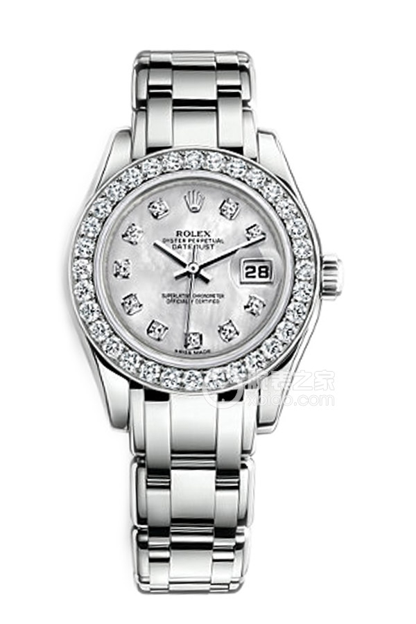 Rolex PEARLMASTER 80299 White Mother of Pearl with Diamonds