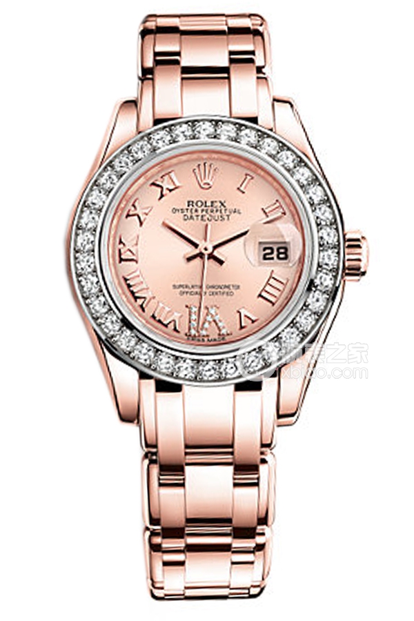 Rolex PEARLMASTER 80285 Pink Roman Numerals Dial