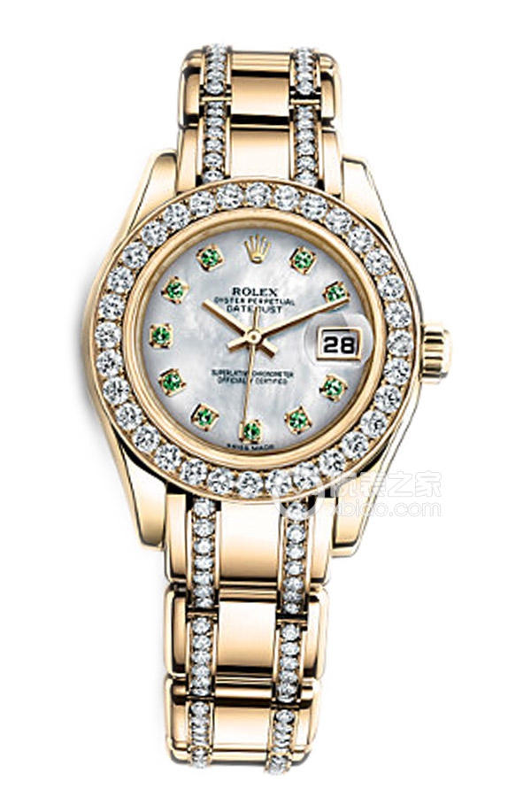 Rolex PEARLMASTER 80298 White Dial with Emeralds