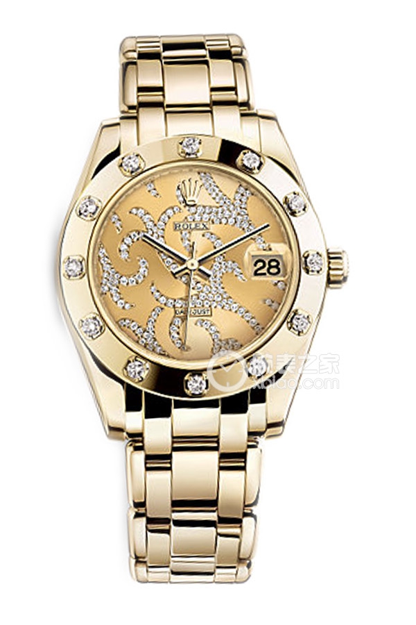 Rolex PEARLMASTER 81318 Champagne Flame Pattern with Diamonds