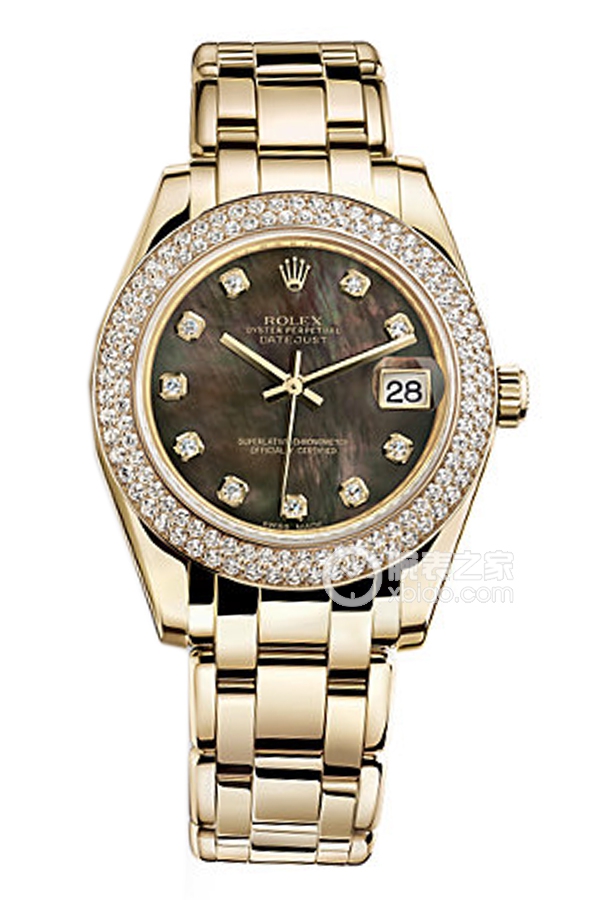 Rolex PEARLMASTER 81338 Black Mother of Pearl with Diamonds