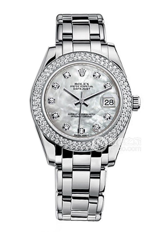 Rolex PEARLMASTER 81339 White Mother of Pearl with Diamonds