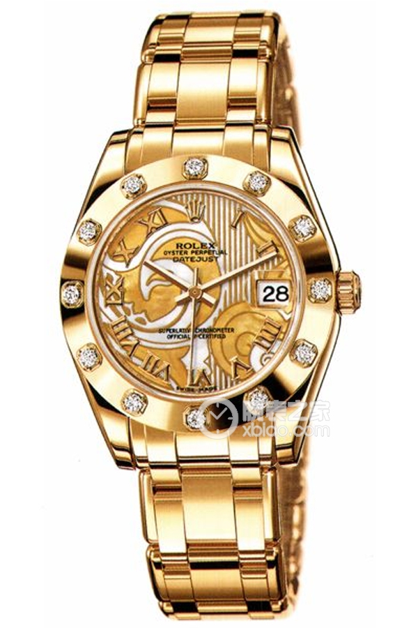 Rolex PEARLMASTER 81318 Painted Gold Mother of Pearl Iridescent Dial