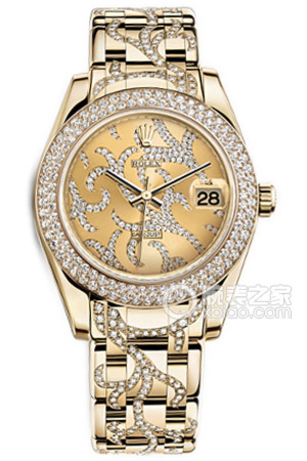 Rolex PEARLMASTER 81338 Champagne Flame Pattern with Diamonds