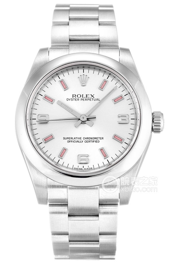 Rolex OYSTER PERPETUAL 177200 Pink Indexes Silver Dial