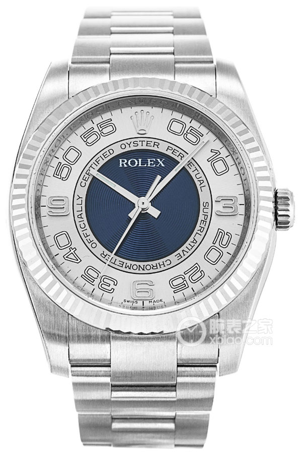 Rolex OYSTER PERPETUAL 116034 Silver Dial Blue Center