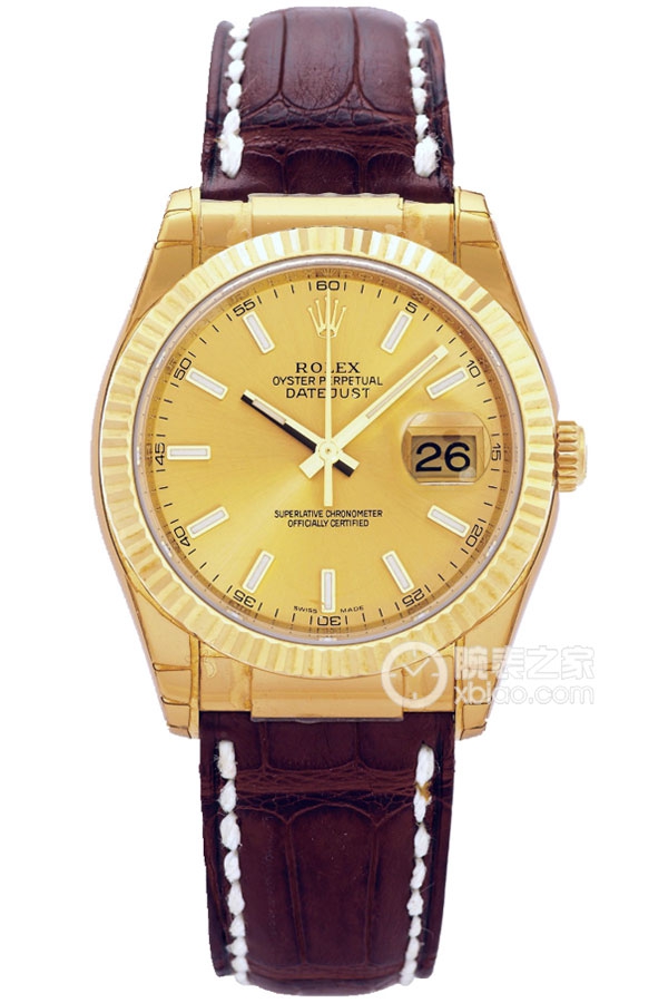 Rolex DATEJUST 116138 Gold Dial Leather Strap