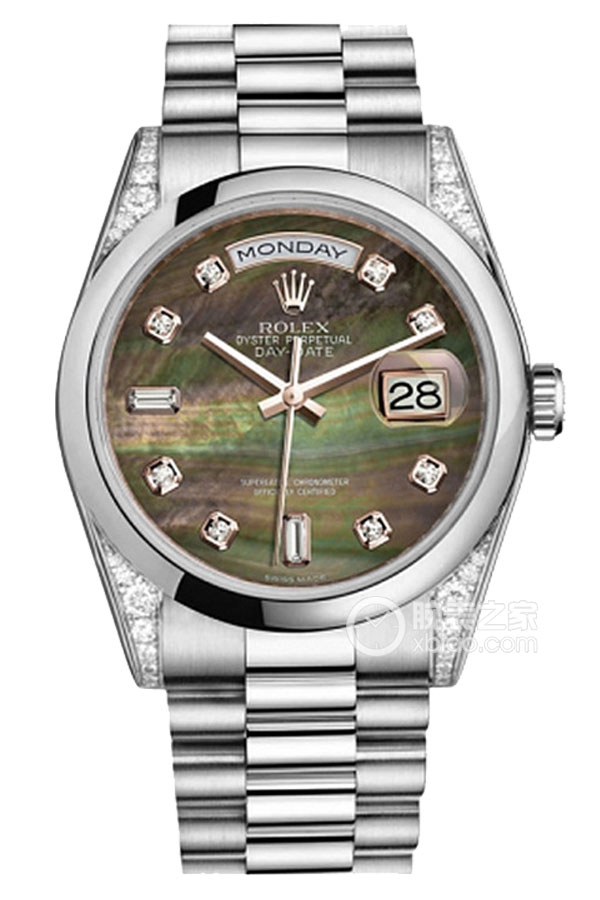 Rolex DAY-DATE 118296 Black Mother of Pearl with Diamonds
